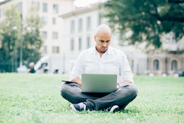 Young handsome bald businessman — Stock Photo, Image