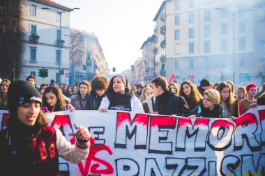 Öğrenciler gösteren, Milan, İtalya