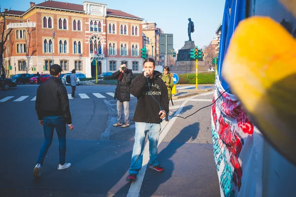 Studenti, demonstrovat, Milán, Itálie — Stock fotografie