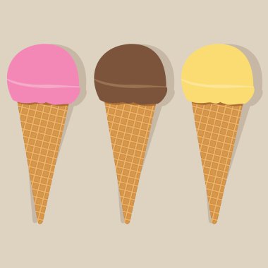 Dondurma koniler ayarlayın. Vektör çizim.