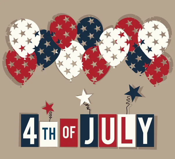 Feliz Dia da Independência de 4 de Julho. Ilustração vetorial com bal —  Vetores de Stock