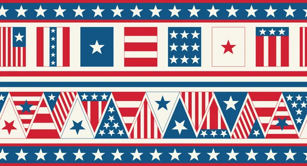 Bandeira da Bandeira Americana. 4 de Julho Burlap Party Banner. Vetor — Vetor de Stock