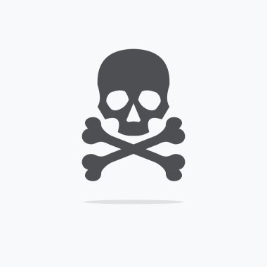 Ölüm ve kafatası ölüm düz simgesi. Vektör çizim.