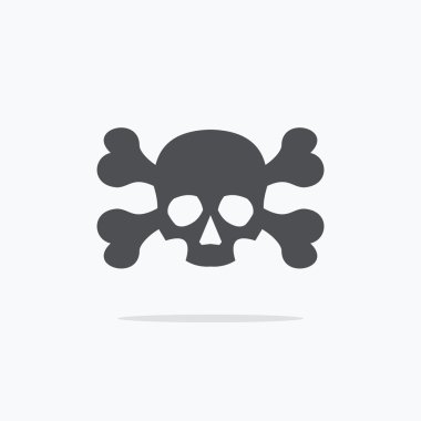 Ölüm ve kafatası ölüm düz simgesi. Vektör çizim.