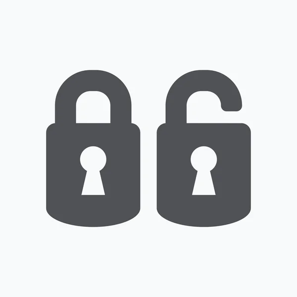 Lock Icon set. Rek icon flat. Открыть и закрыть замок. Векторное безразличие — стоковый вектор