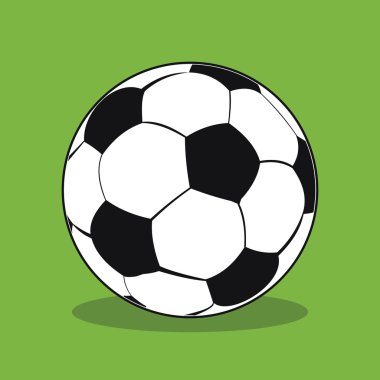 Futbol topu yeşil bir arka plan üzerinde. Düz vektör çizim.