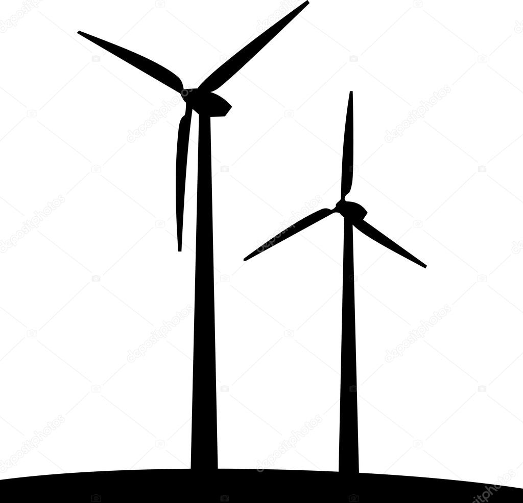 Windmills. Alternative energy source. Vector illustration.