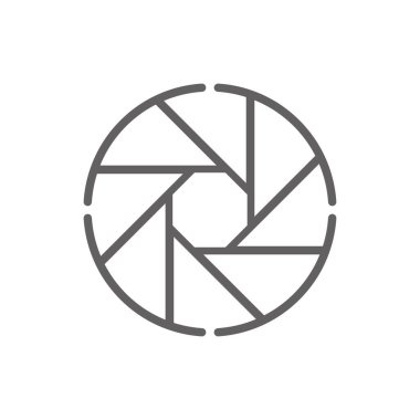 Fotoğraf makinesi diyafram ikonu. Web için fotoğraf makinesi diyafram vektör ikonu taslağı. Web siteleri ve mobil uygulamalar için web sembolü. Moda tasarımı. Vektör illüstrasyonu.