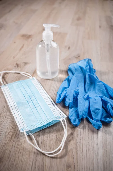 Ppe Covid Masker Handschoenen Ontsmettingsgel Voor Gezondheidswerkers Tekort Aan Persoonlijke — Stockfoto