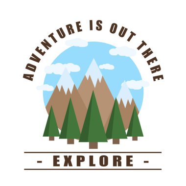 Doğal bir dağ manzarasını temsil eden illüstrasyon. Macera ve açık hava eğlencesi kavramı.