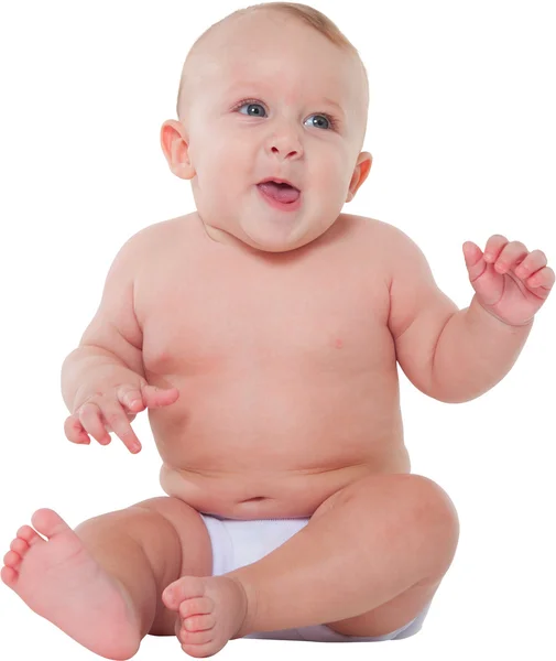 Söta småbarn i blöja tittar bort — Stockfoto