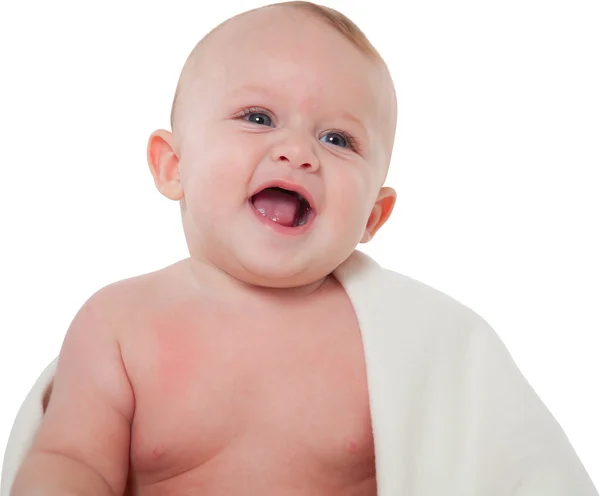 Bonito bebê pequeno doce com cobertor — Fotografia de Stock