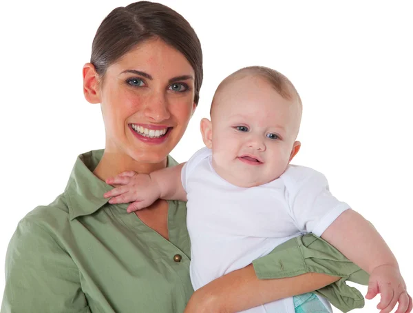 Happy young mother carrying baby boy — Stock Photo, Image