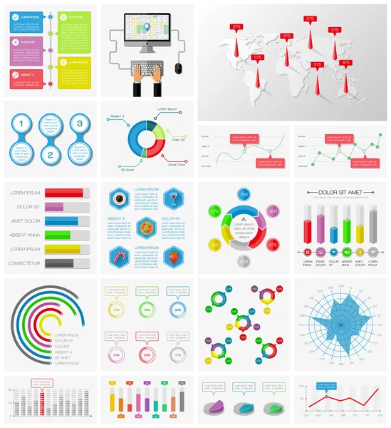 Ui, elements of infographics collection — Stock Vector