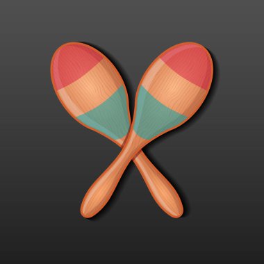 Karanlık bir arka planda marakas. Vektör illüstrasyonu.