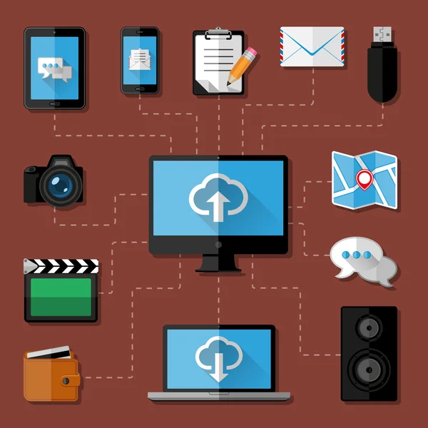 Concept de stockage Cloud. Conception plate — Image vectorielle