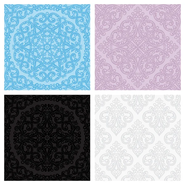 Set of vintage seamless patterns — Stock Vector