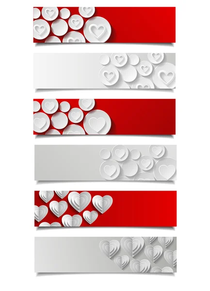 Set of abstract banners with hearts — Stock Vector