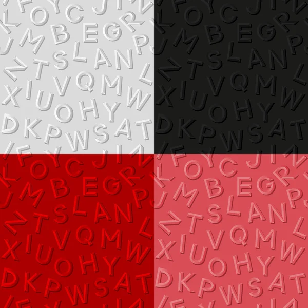 Conjunto de patrones sin costura con alfabeto en relieve — Vector de stock