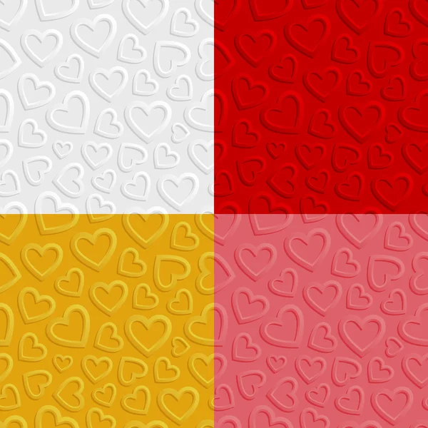 Set of seamless patterns with hearts — Wektor stockowy