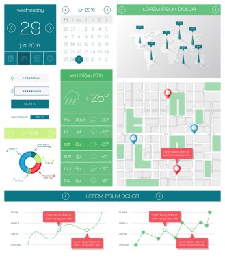 UI, şablonlar ve infographics unsurları. Vektör çizim.