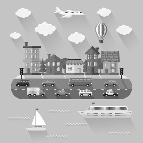 Paysage urbain. Design plat. Illustration vectorielle . — Image vectorielle