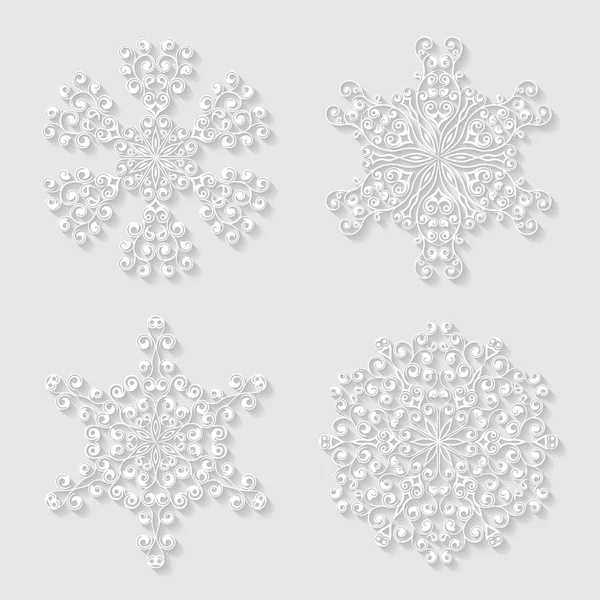 Ensemble de flocons de neige décoratifs. Illustration vectorielle . — Image vectorielle