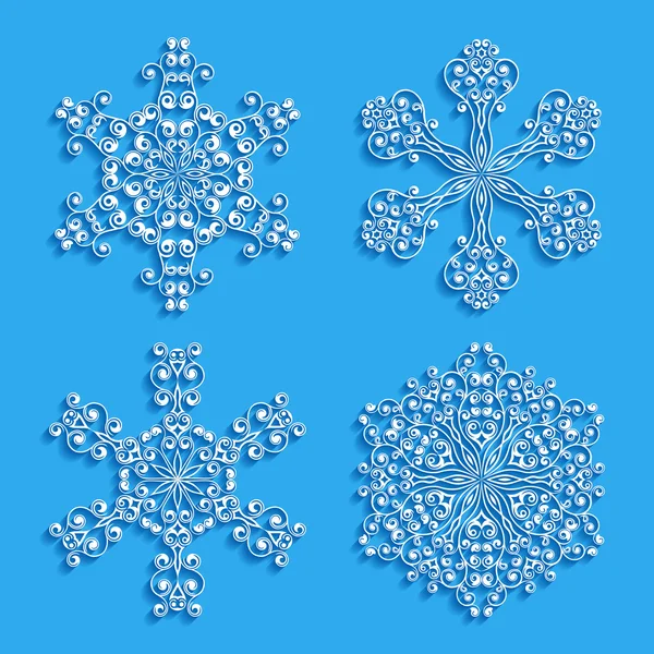 Conjunto de copos de nieve decorativos. Ilustración vectorial . — Archivo Imágenes Vectoriales