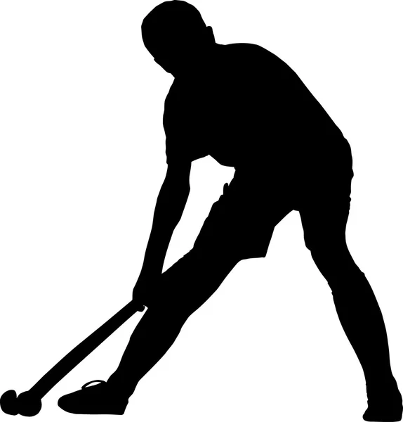 Silhouette du joueur de hockey garçon jouant à la balle d'angle — Image vectorielle