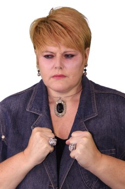 Mature Woman Body Language - Frustrated  clipart