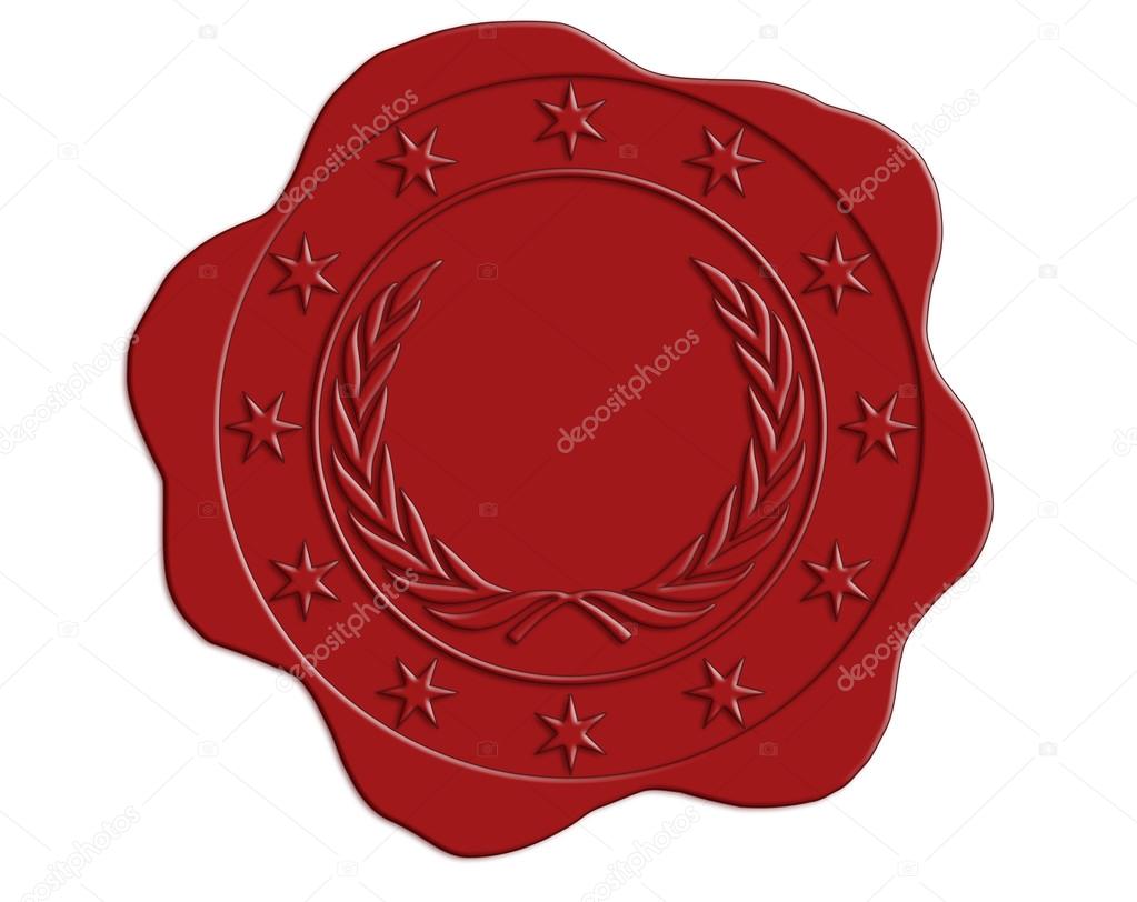 Red Wax Seal with Star and Laurel Border