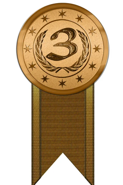 Foto realistische medaille - om de derde plaats met lint — Stockfoto