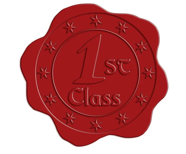 First Class Red Wax Seal — Stock Photo, Image