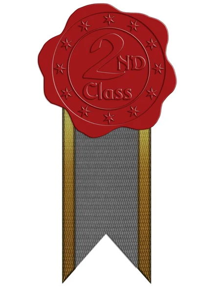 2. Klasse rotes Wachssiegel mit Schleife — Stockfoto