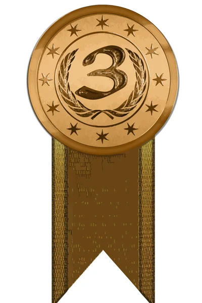 Vector Medal - Third Place with Ribbon — Stock Vector