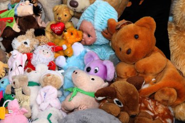 Durak satışa çeşitli yumuşak oyuncaklar 