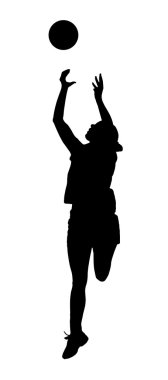 Korfball bayanlar Ligi kız oyuncu topu yakalıyor silüeti