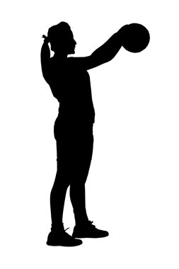 Korfball bayanlar Ligi kız oyuncu gol amaçlayan silüeti
