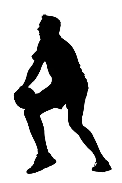 Silhouette of korfball men's league player looking to offload ba — Stock Vector