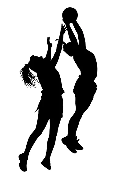 Silhouette de korfball dames ligue filles joueurs attrapant balle — Image vectorielle