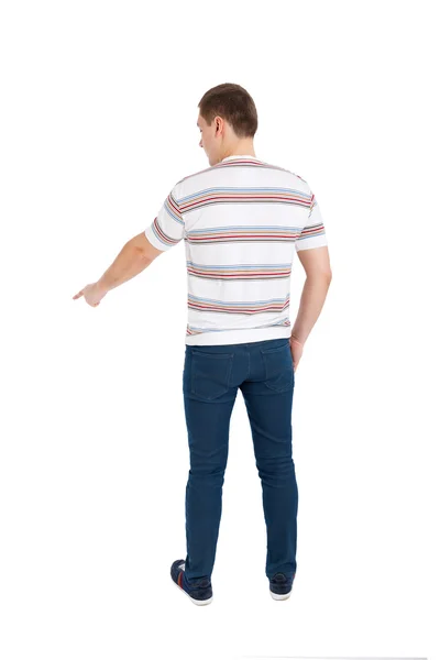 Back view of pointing young men. Rear view people collection. ba — Stock Photo, Image