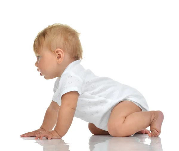 Seven month infant child baby girl toddler crawling — Stock Photo, Image