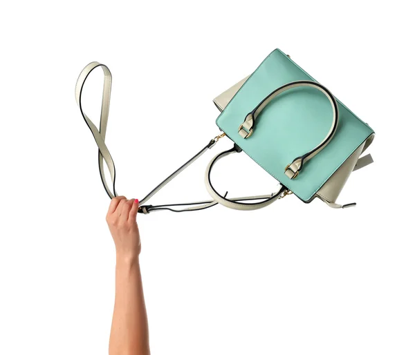 Borsa donna mano elegante borsa in pelle di menta moda — Foto Stock