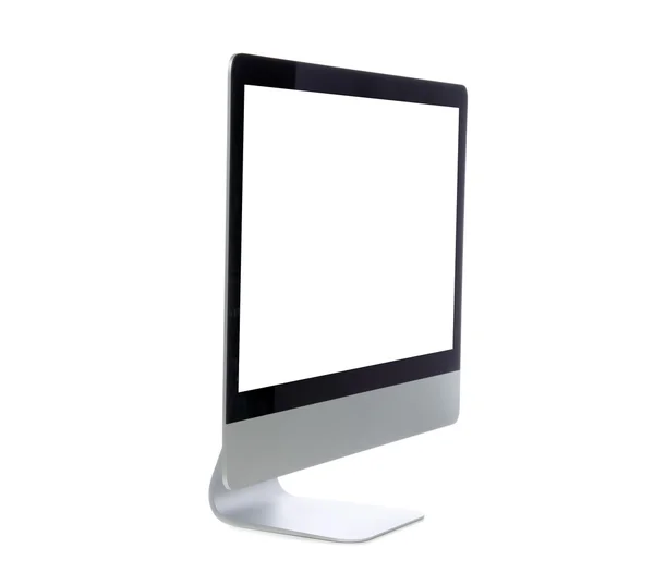 New monitor computer display side view with blank screen — Stock Photo, Image