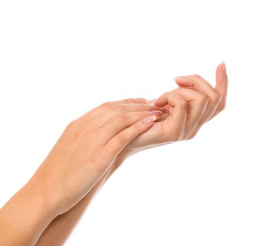 güzel eller Fransız manikür çivi ile