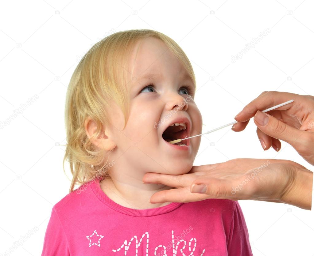 medical sample biological specimen from child baby kid mouth wit