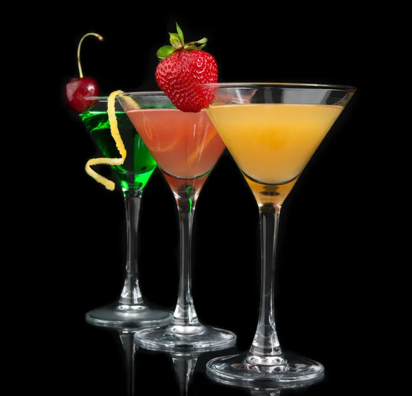 Three cocktails red cosmopolitan cocktails — Stock Photo, Image