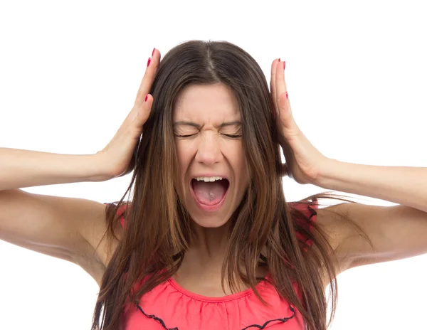 Woman upset screaming or yelling — Stock Photo, Image