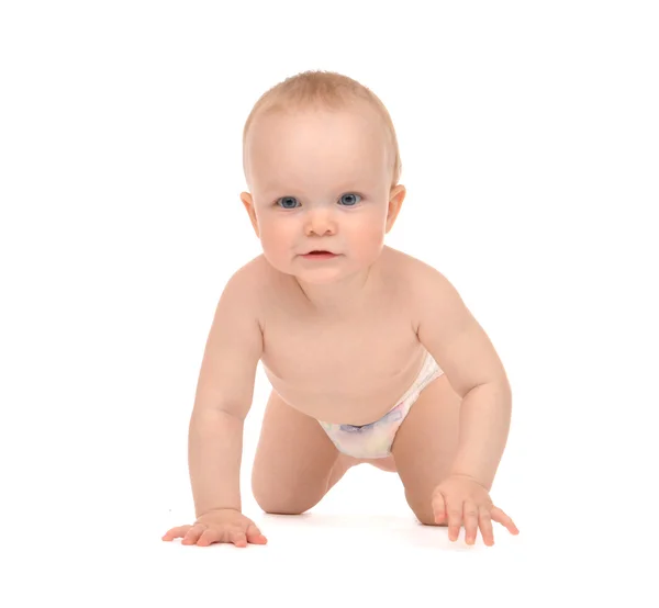 Säugling Baby Kleinkind sitzend oder kriechend glücklich lächelnd — Stockfoto