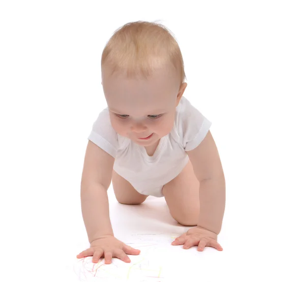 Infant child baby toddler sitting or crawling happy smiling — Stock Photo, Image